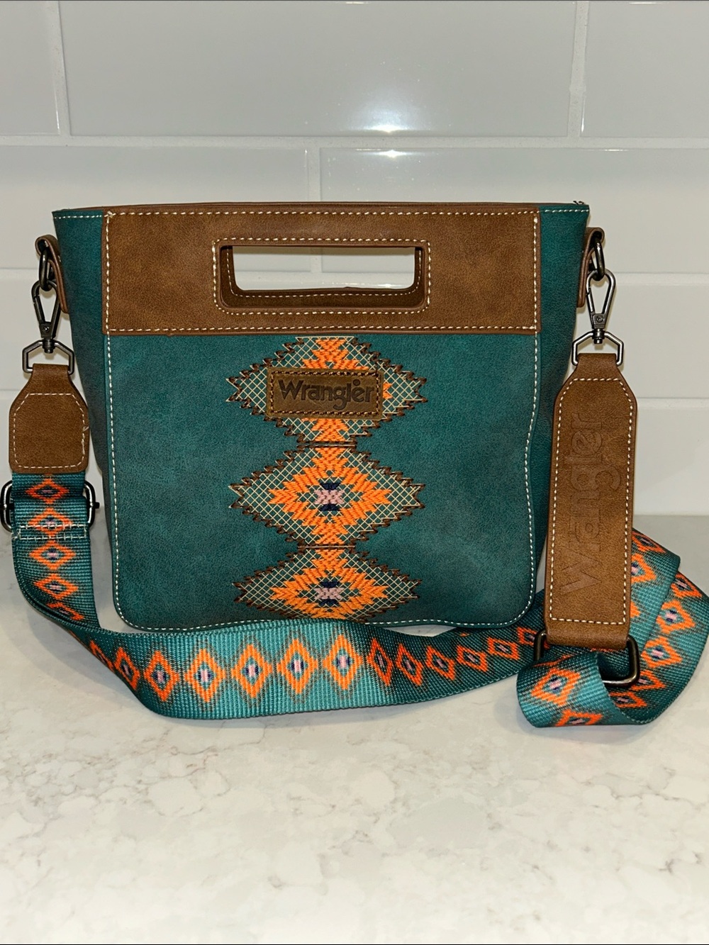 Wrangler Turquoise top handle crossbody bag